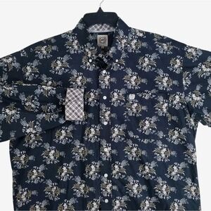Cinch Floral Shirt Mens L Black White Button LS Western Rodeo Cowboy LS
